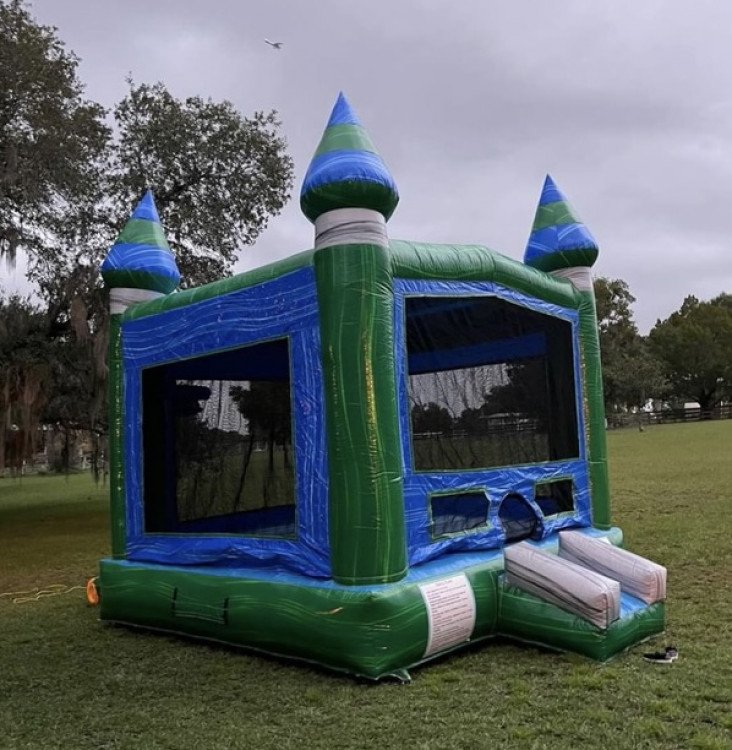 Green marble bounce house